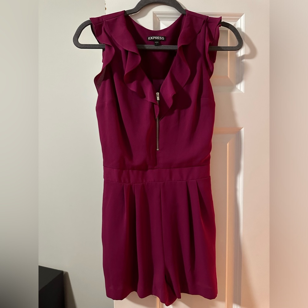 Express Fuchsia Ruffle Romper - Picture 2 of 7